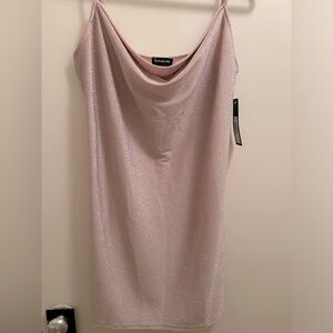 Bebe Shimmer cowl neck slip dress